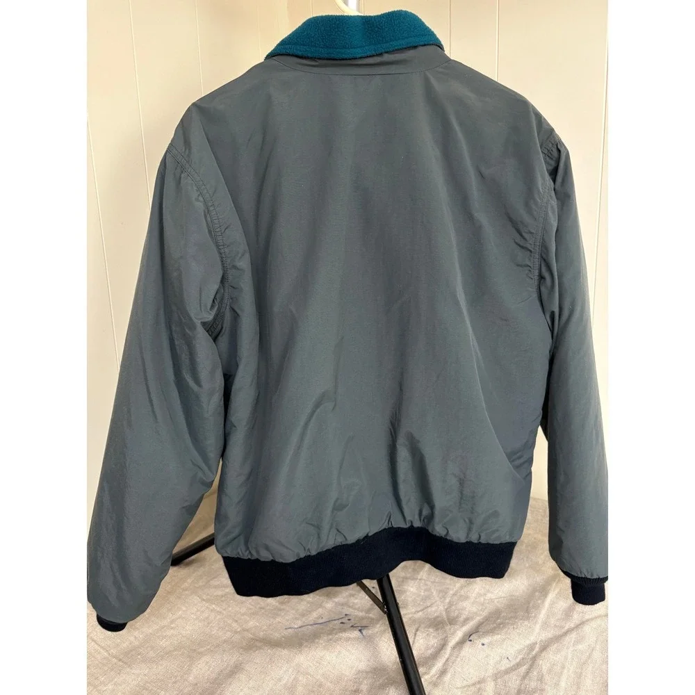 L.L. Bean Warm-Up Jacket Mens L Gray Teal Fleece Lined Thinsulate Bomber 5941 - Picture 4 of 7